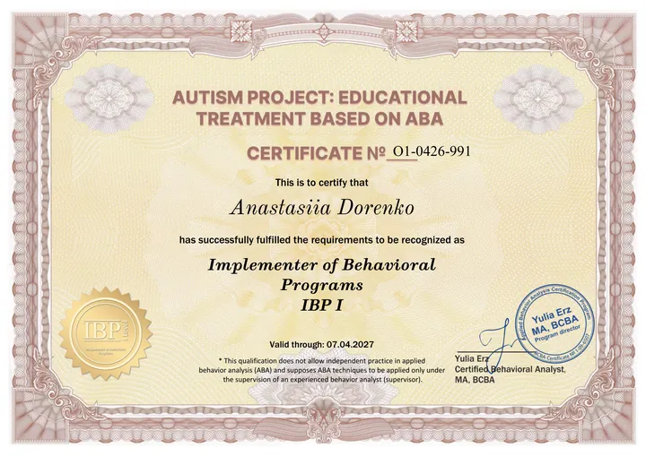 Implementer of Behavioral Programs — IBP I